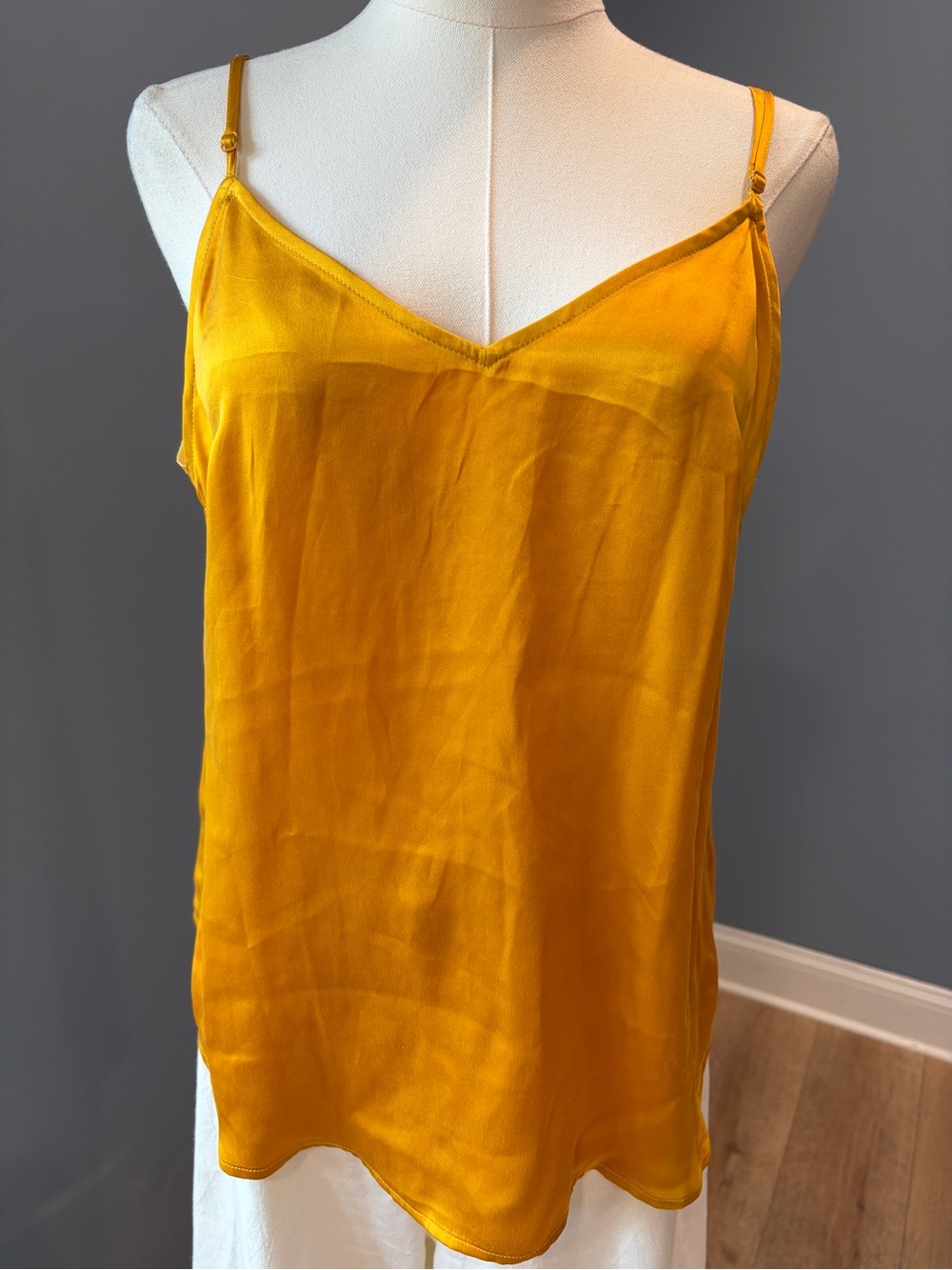 Floreat Anthropologie 100% Silk Mustard Gold Cami Tank Top XS